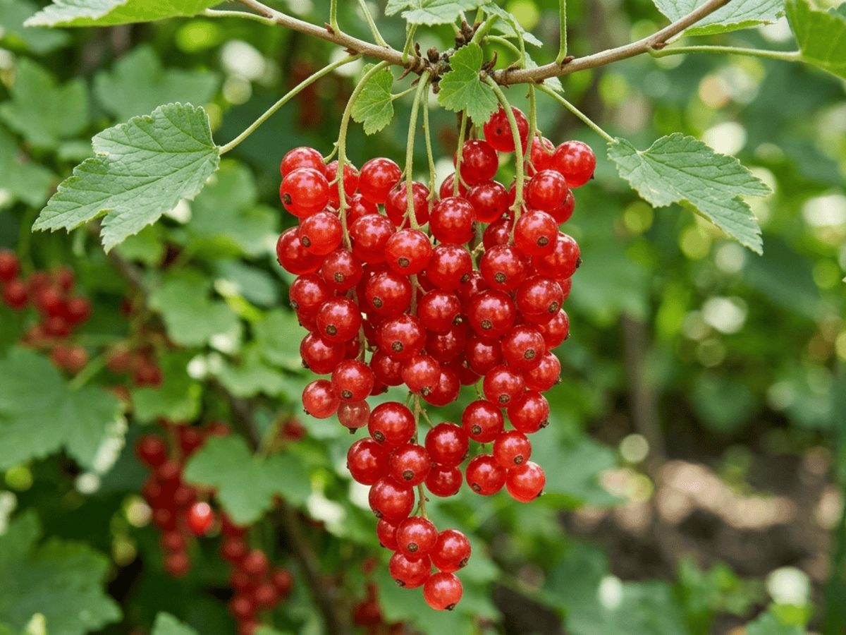 grosella roja — primer plano de hojas y flores