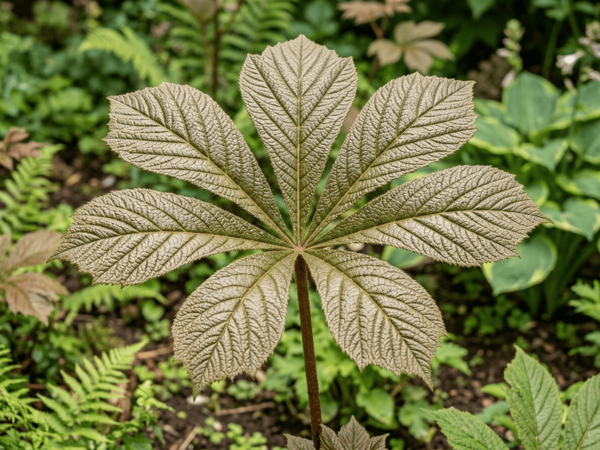 Chinese Rodgersia — close-up of leaves and flowers
