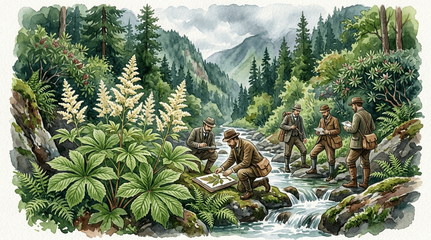 Illustrated historical scene for Chinese Rodgersia