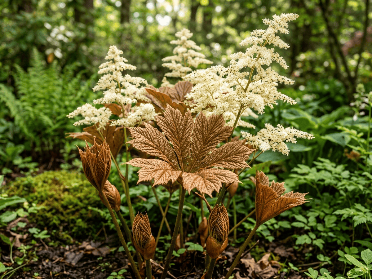 rodgersia japonesa — aspecto estacional