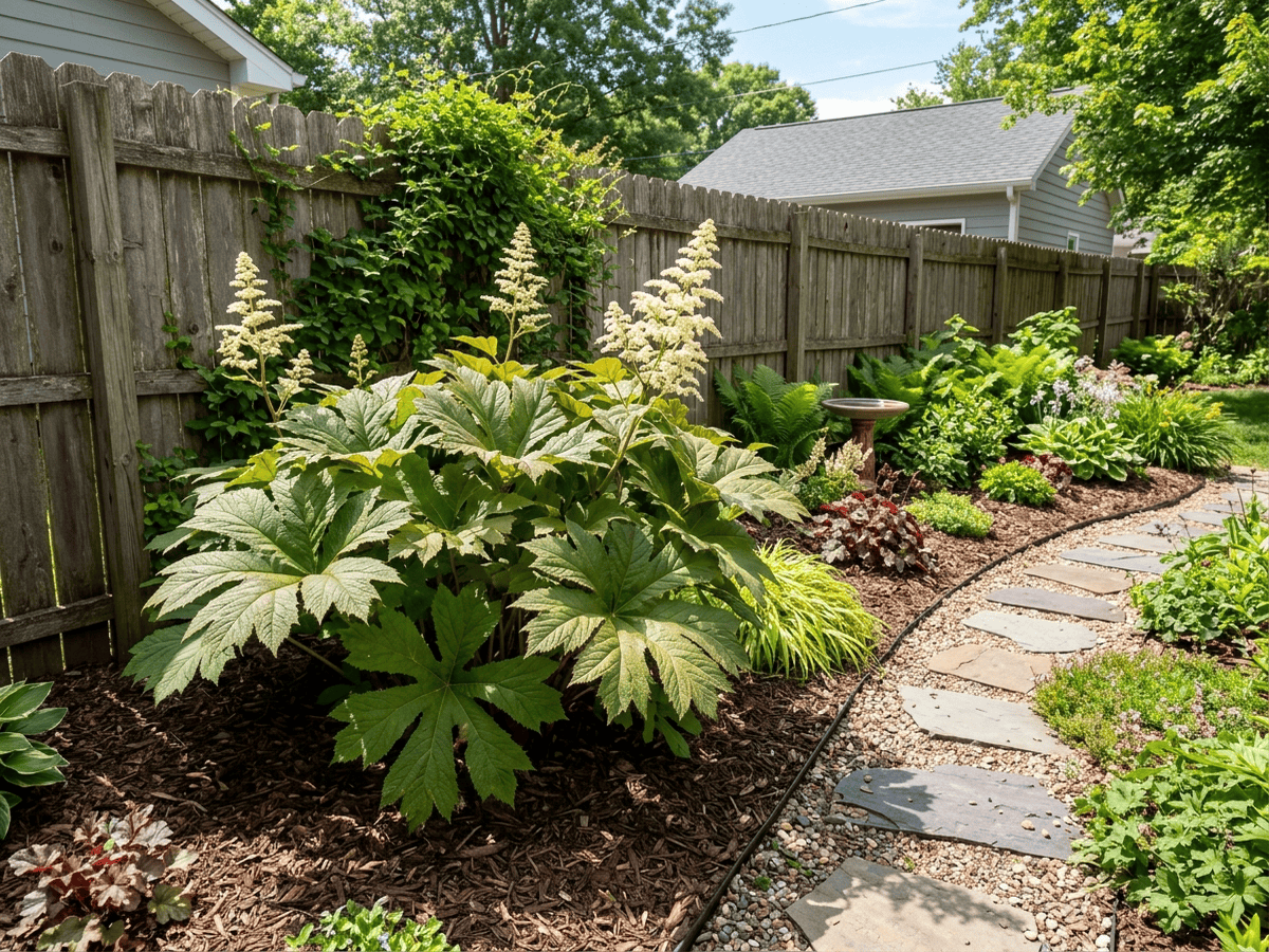 rodgersia japonesa en un jardín