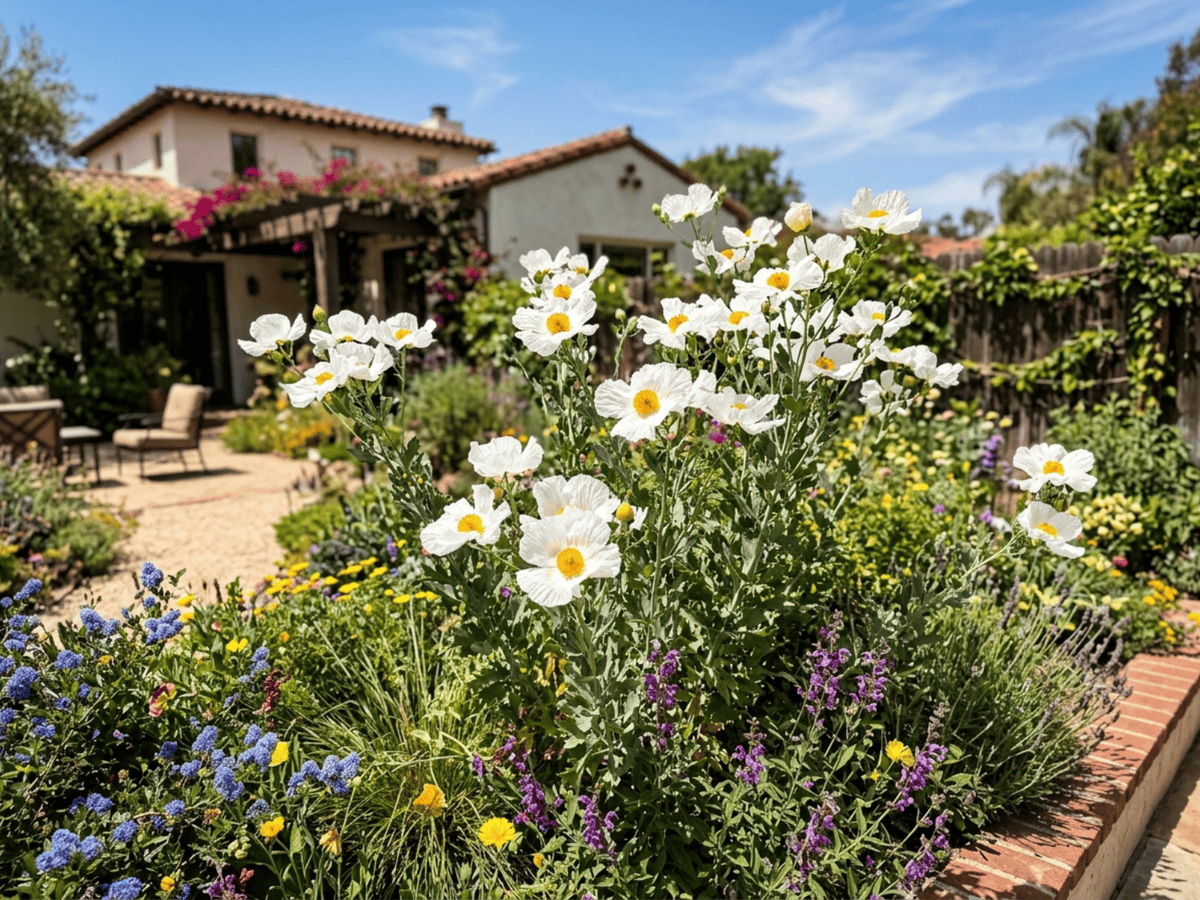 Coulter's Matilija Poppy in a garden setting