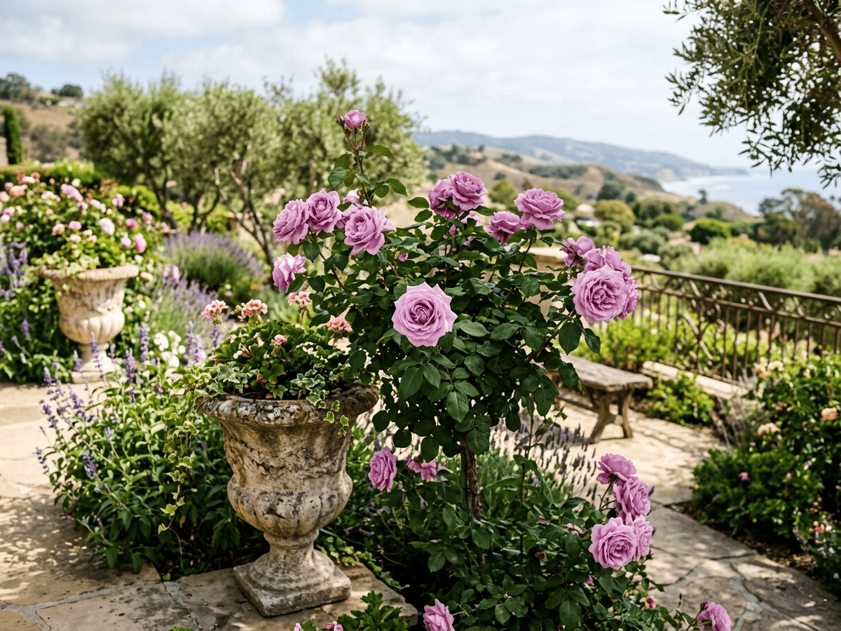 Barbra Streisand in a garden setting