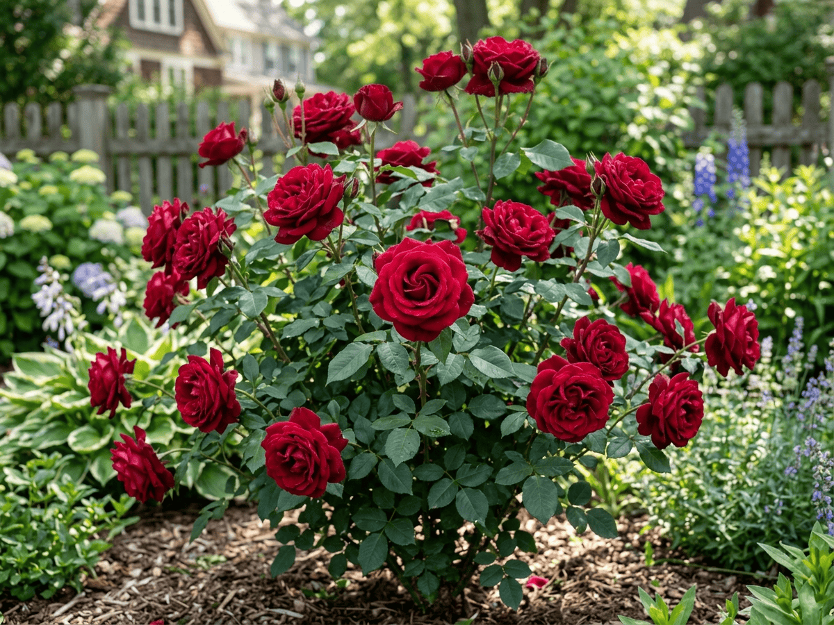 Chrysler Imperial (Rosa 'Chrysler Imperial'), planta inteira