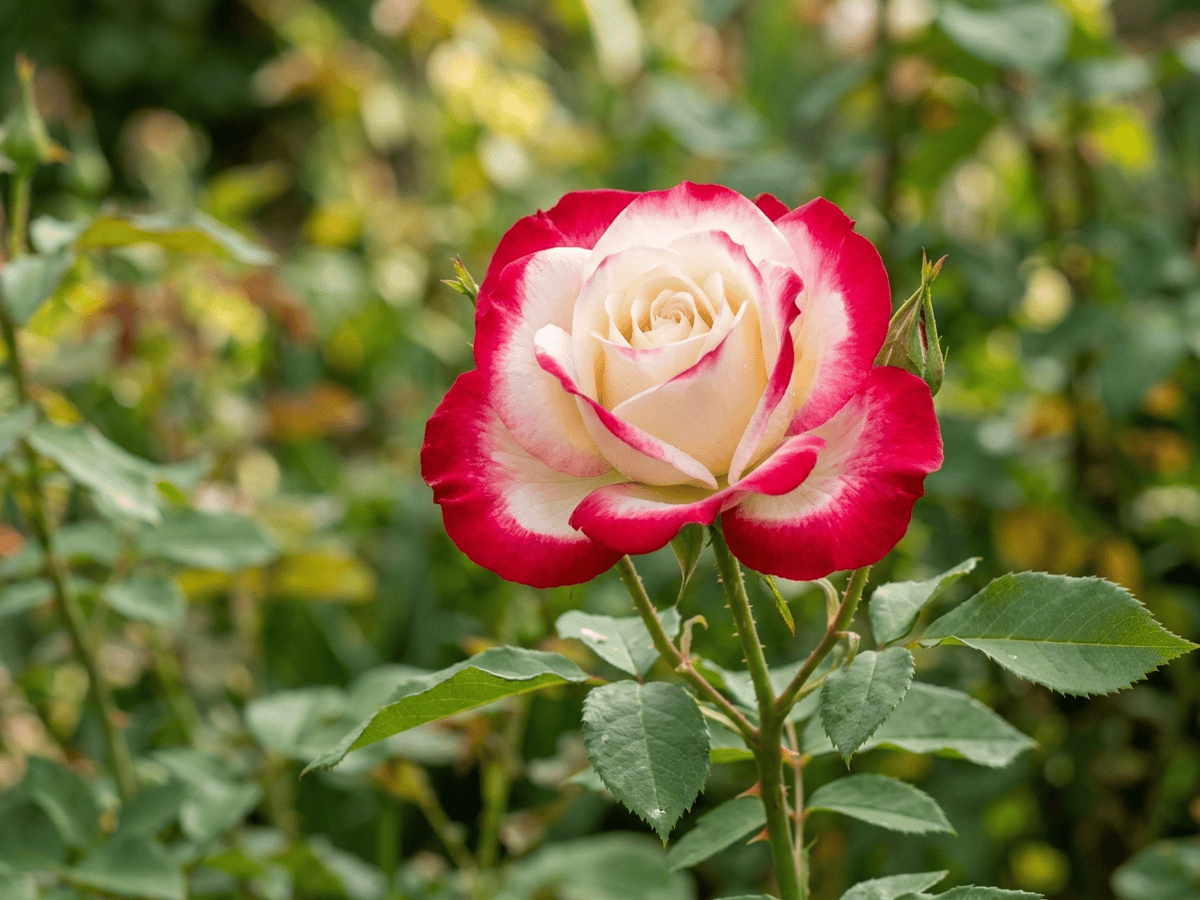 Double Delight — Nahaufnahme von Blättern und Blüten