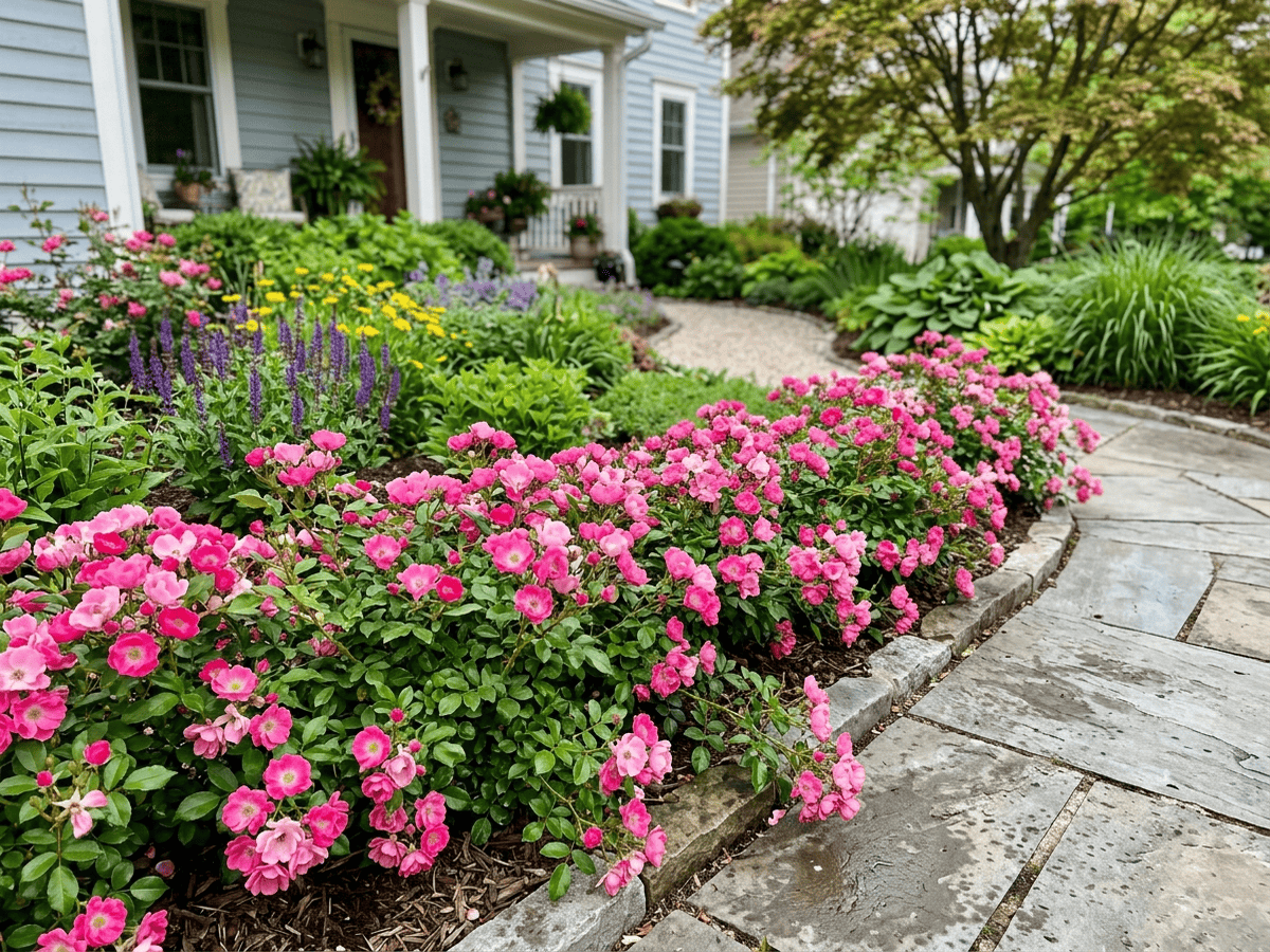 Drift Pink in a garden setting