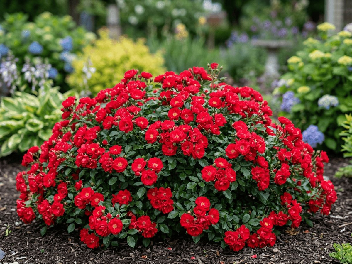 Flower Carpet Red (Rosa 'Flower Carpet Red'), plante entière