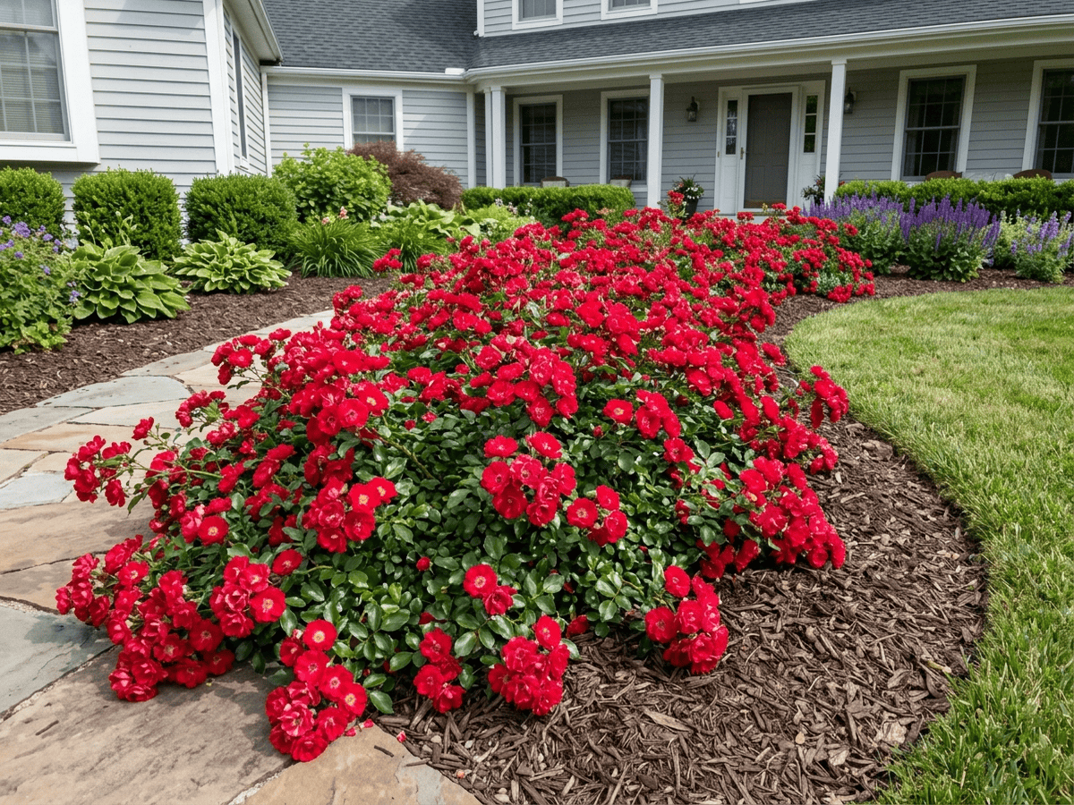Flower Carpet Red dans un jardin