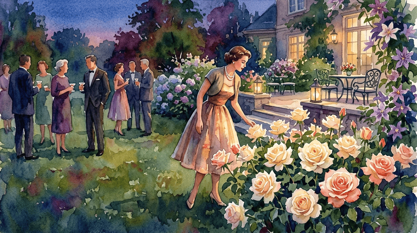 Illustrated historical scene for Garden Party