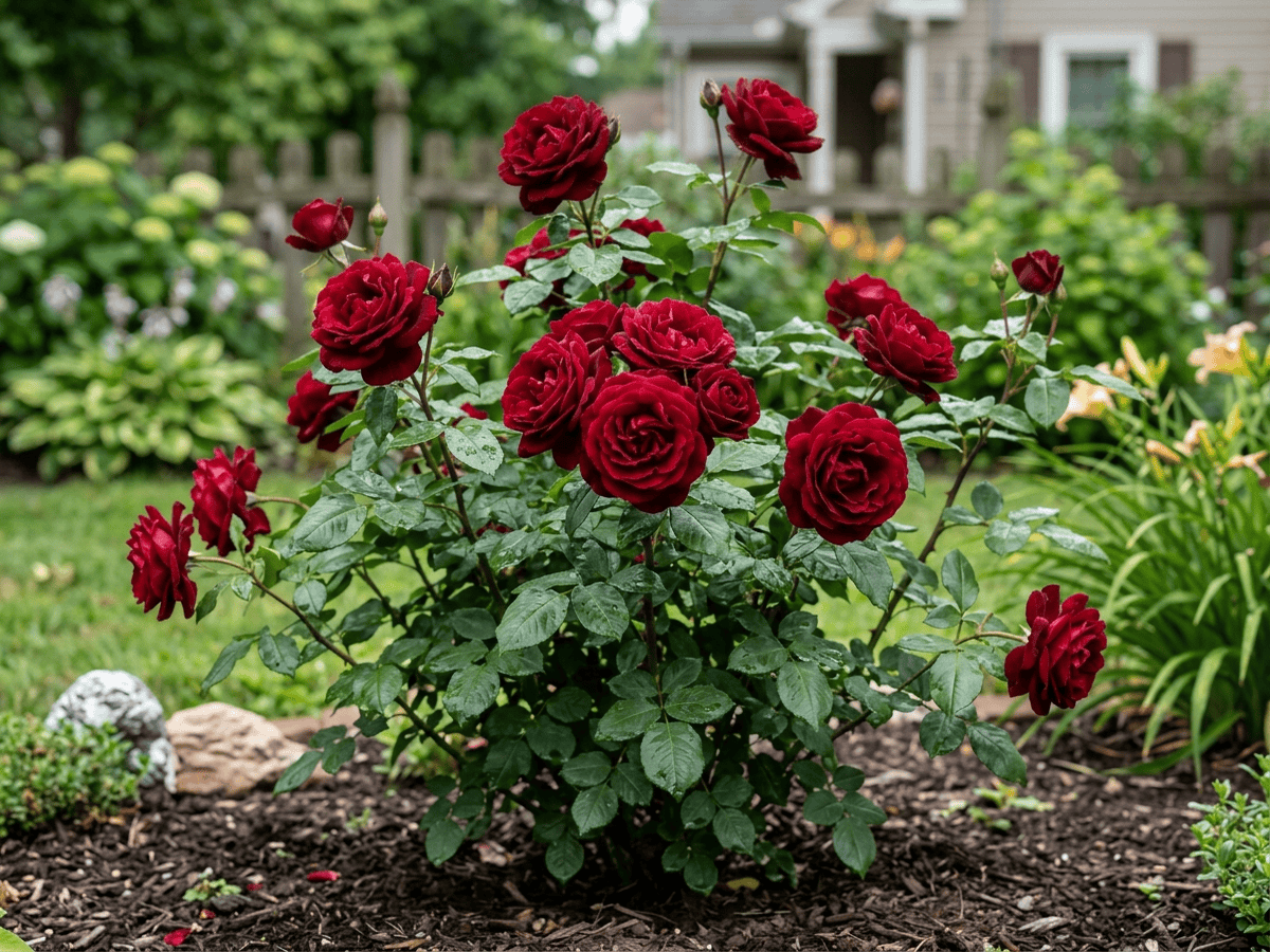 Ingrid Bergman (Rosa 'Ingrid Bergman'), pianta intera