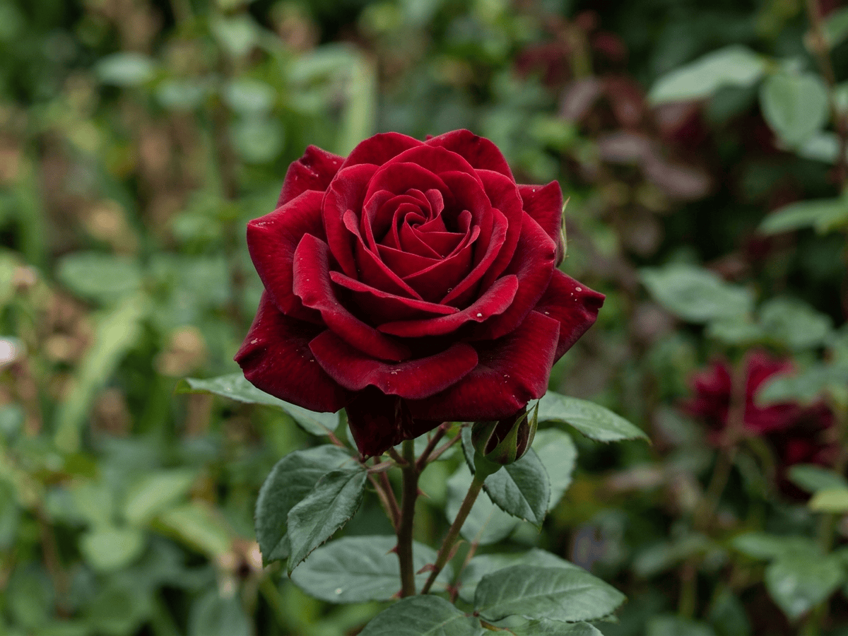 Ingrid Bergman — primo piano di foglie e fiori