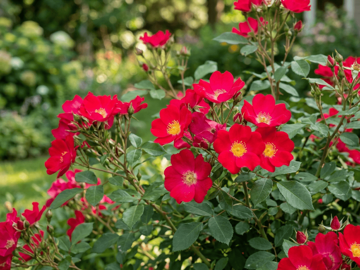 Knock Out — close-up of leaves and flowers