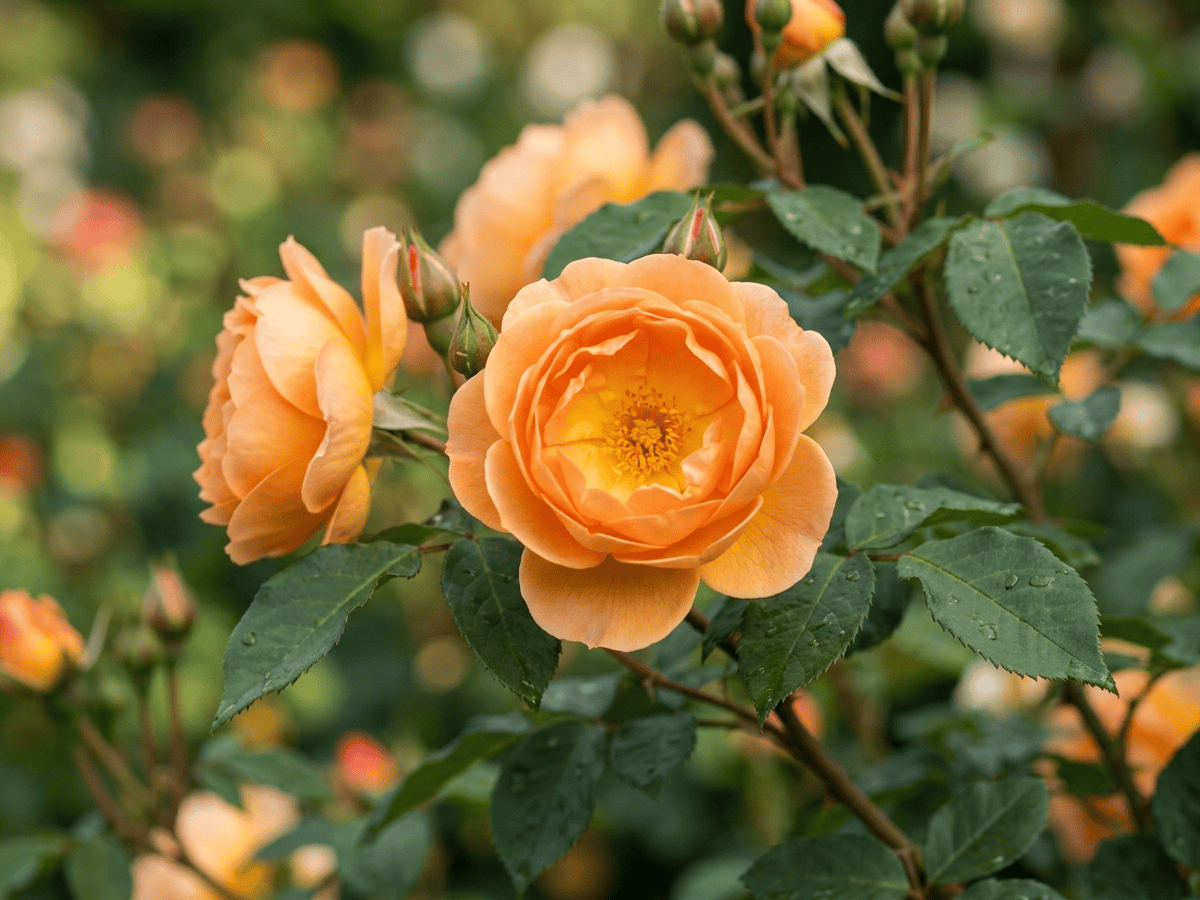 Lady of Shalott — Nahaufnahme von Blättern und Blüten