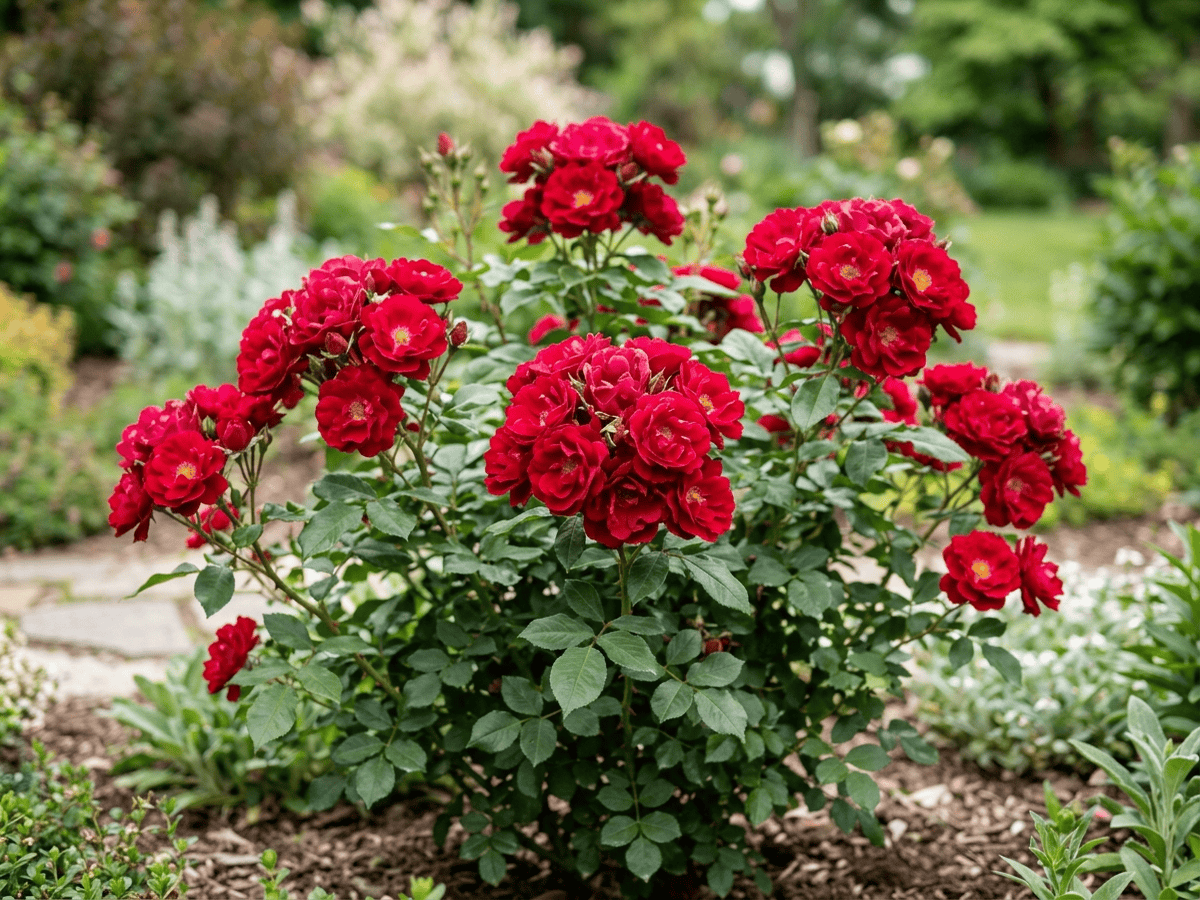 Meidiland Red (Rosa 'Meidiland Red'), whole plant