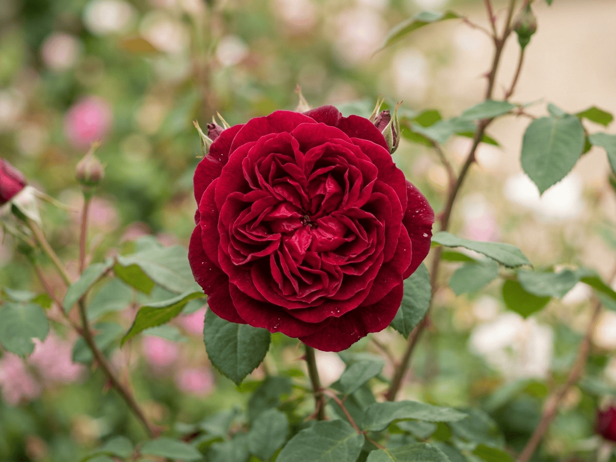 Munstead Wood (Rosa 'Munstead Wood'), plante entière