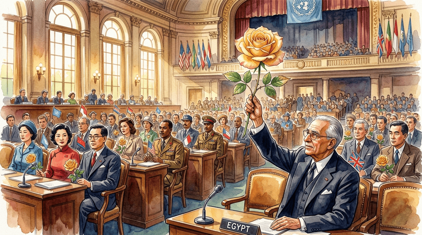 Illustrated historical scene for Peace