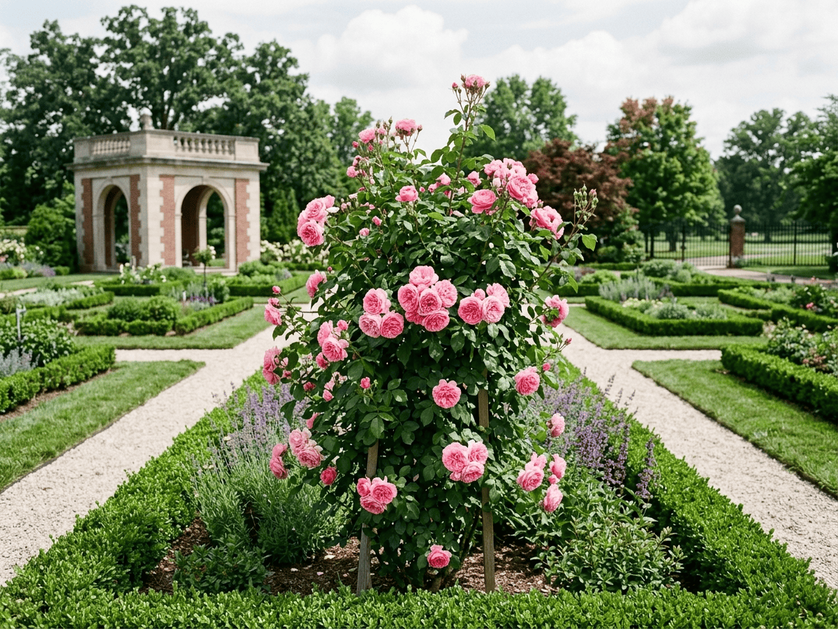Queen Elizabeth in a garden setting