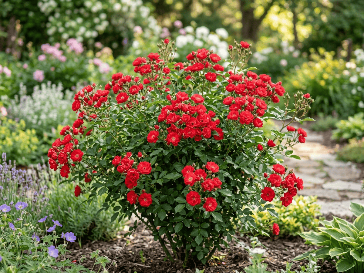 Scarlet Meidiland (Rosa 'Scarlet Meidiland'), whole plant