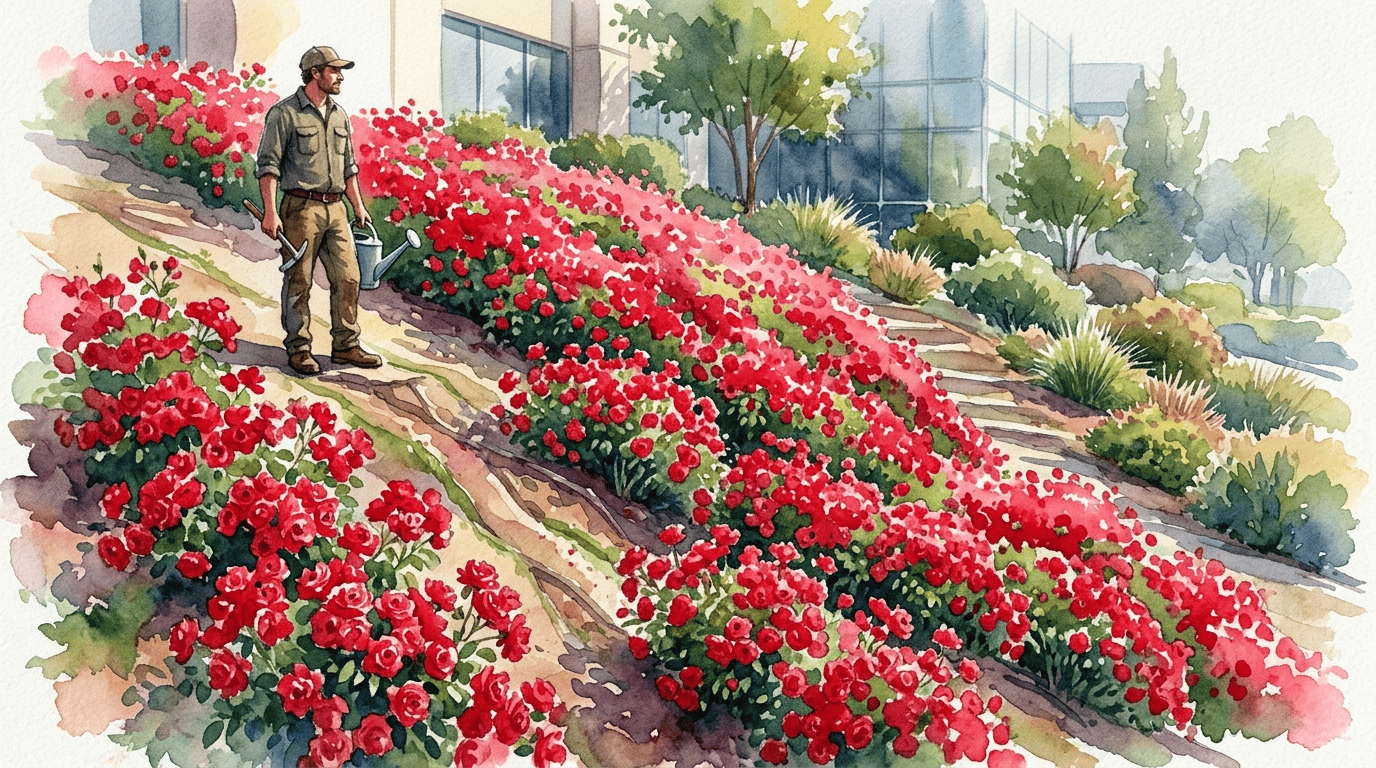 Illustrated historical scene for Scarlet Meidiland