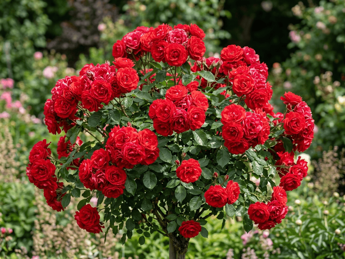 Showbiz (Rosa 'Showbiz'), whole plant