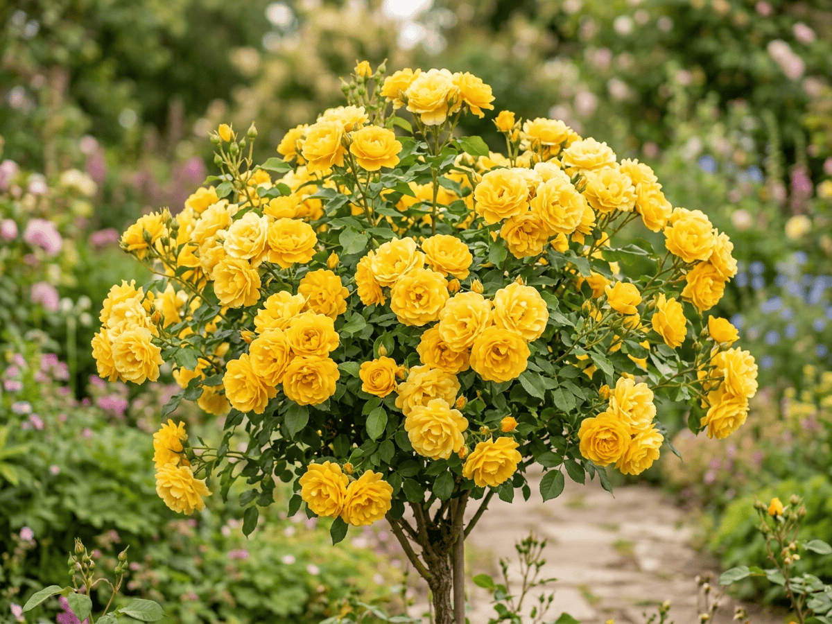 Sunsprite (Rosa 'Sunsprite'), ganze Pflanze