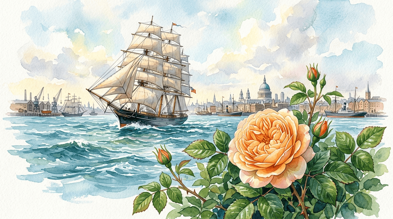 Escena histórica ilustrada de Tea Clipper