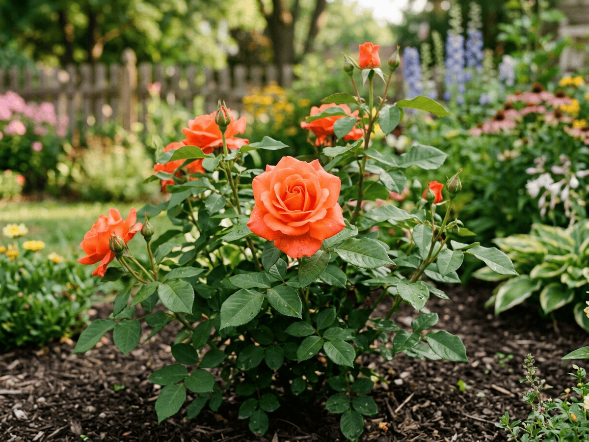 Tropicana (Rosa 'Tropicana'), whole plant