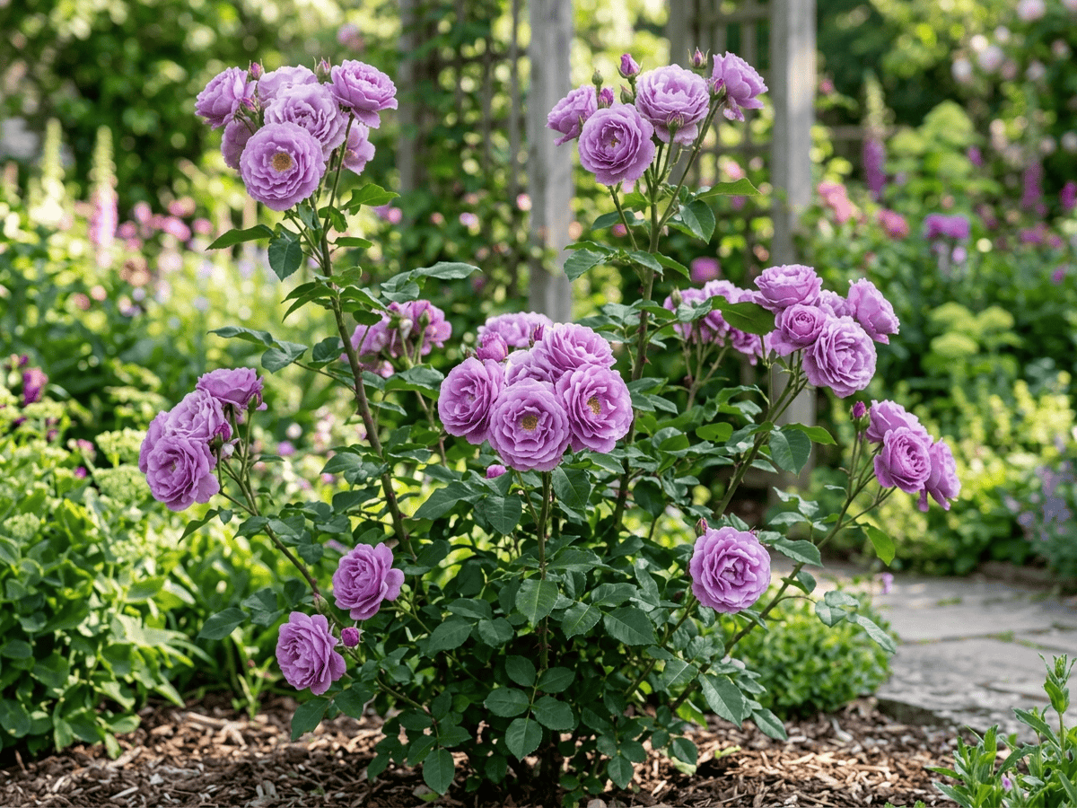 Wild Blue Yonder (Rosa 'Wild Blue Yonder'), pianta intera
