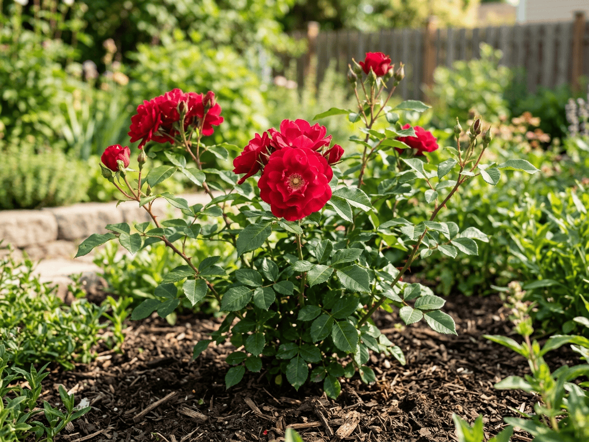 China Rose (Rosa chinensis), whole plant