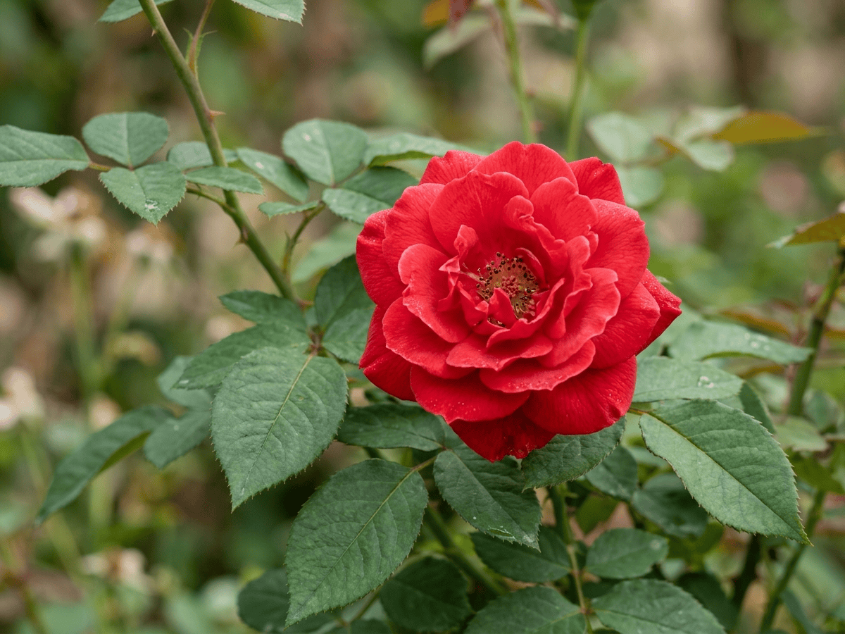 China Rose — close-up of leaves and flowers