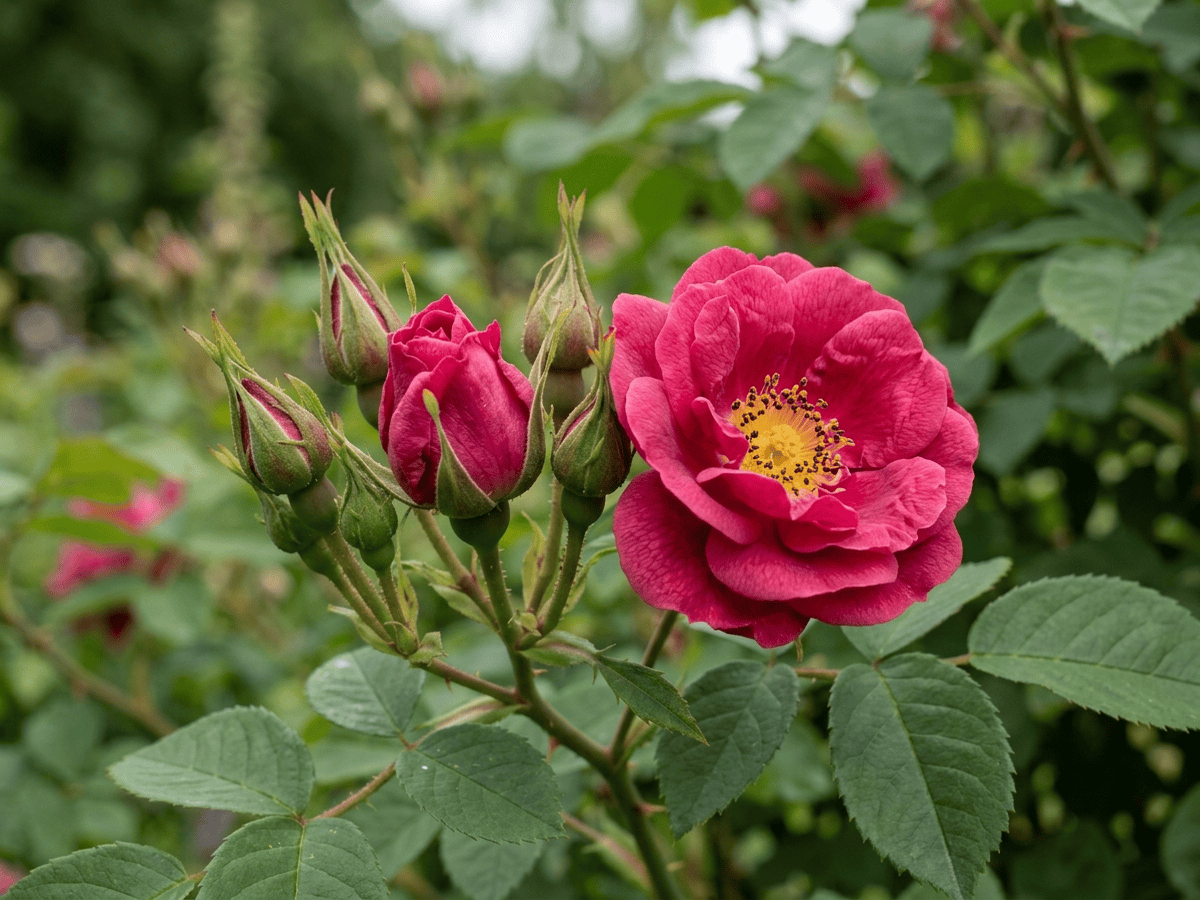 Apothekerrose — saisonales Erscheinungsbild