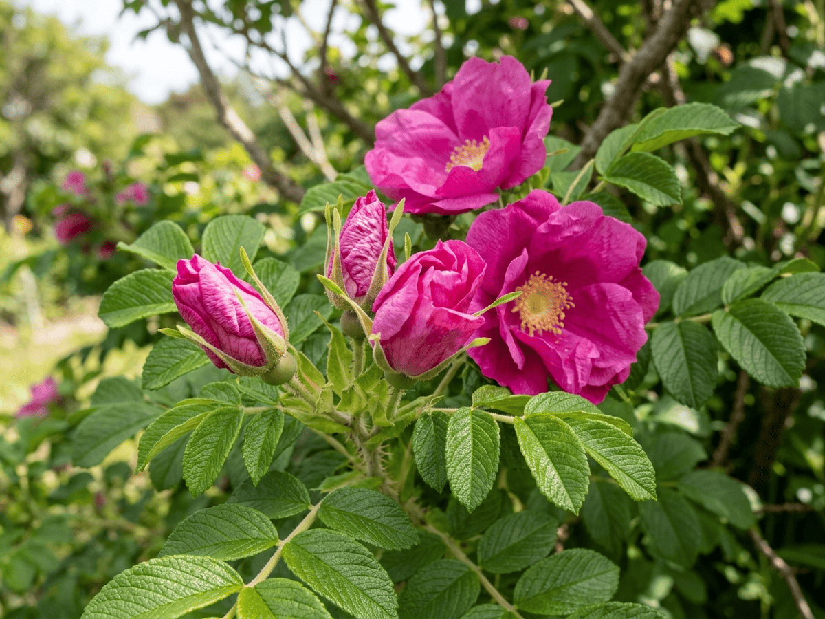 Hồng Rugosa — dáng vẻ theo mùa