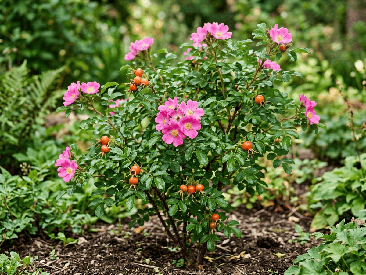 Virginian Rose (Rosa virginiana), whole plant