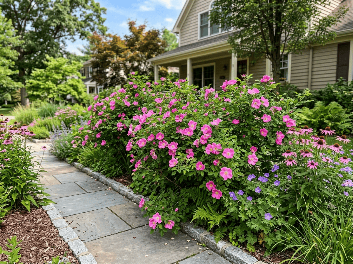 Virginian Rose in a garden setting