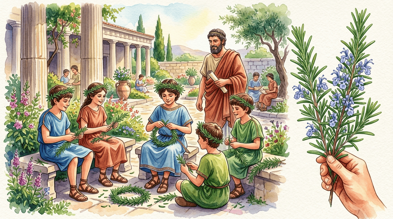 Illustrated historical scene for Rosemary