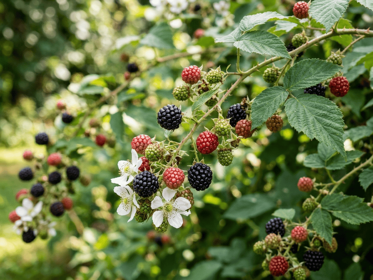 Schwarze Himbeere — saisonales Erscheinungsbild