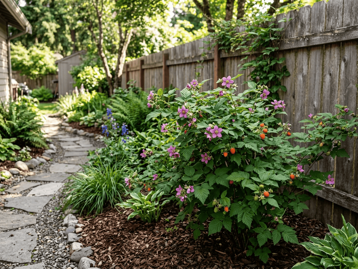 Prachthimbeere im Garten