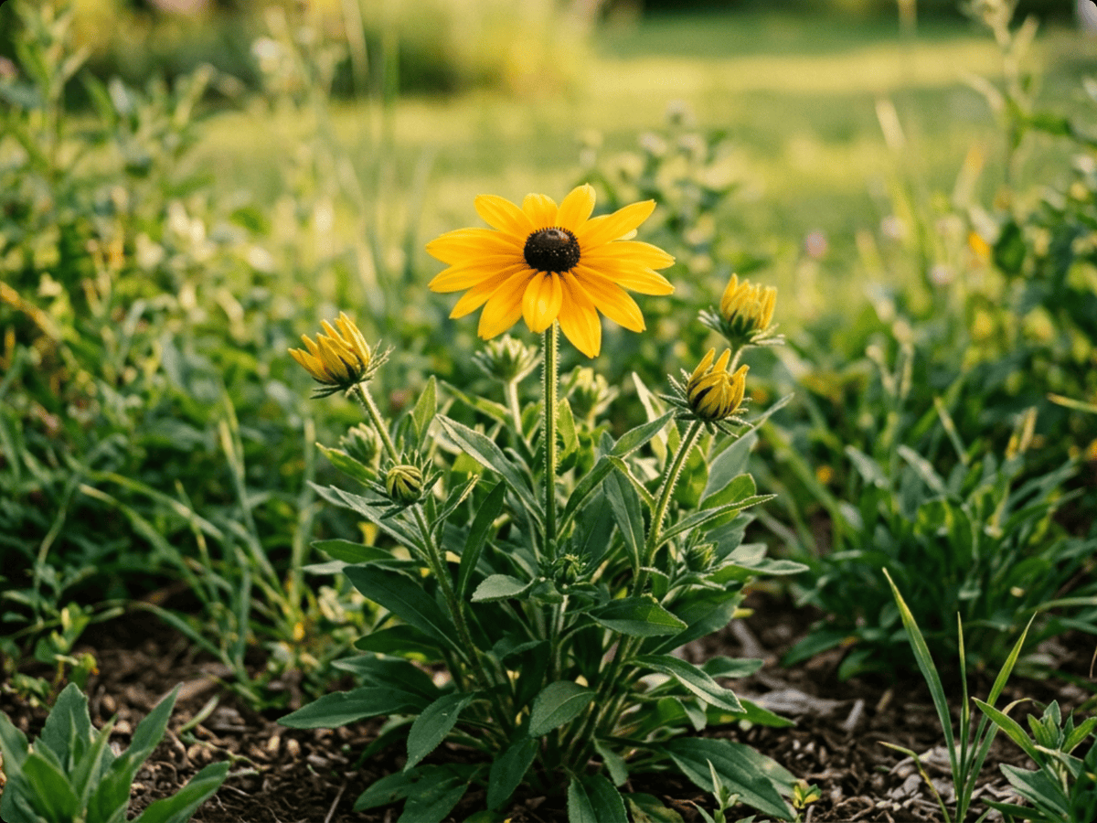rudbeckia (Rudbeckia hirta), planta completa