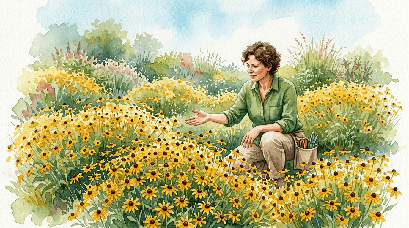 Illustrated historical scene for Brown-Eyed Susan