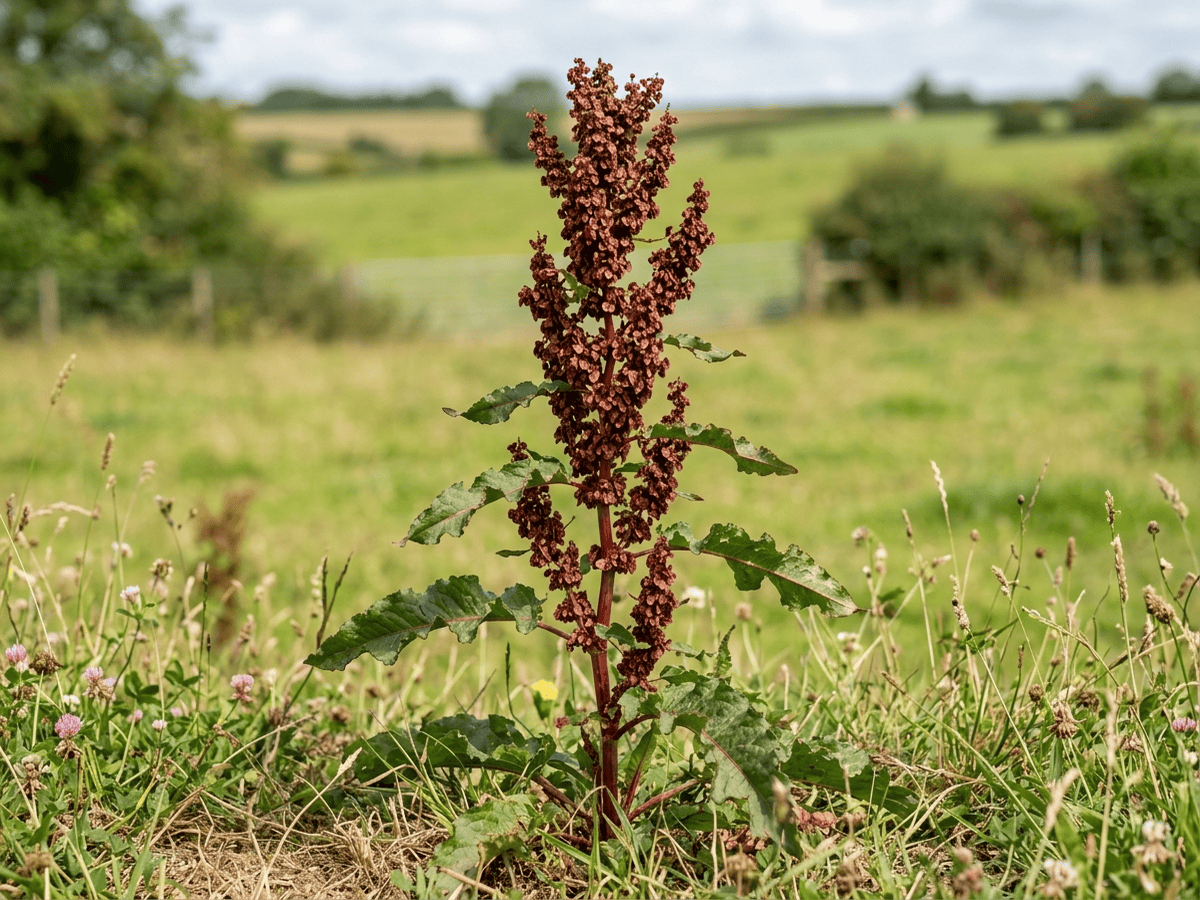 Romice crespo (Rumex crispus), pianta intera