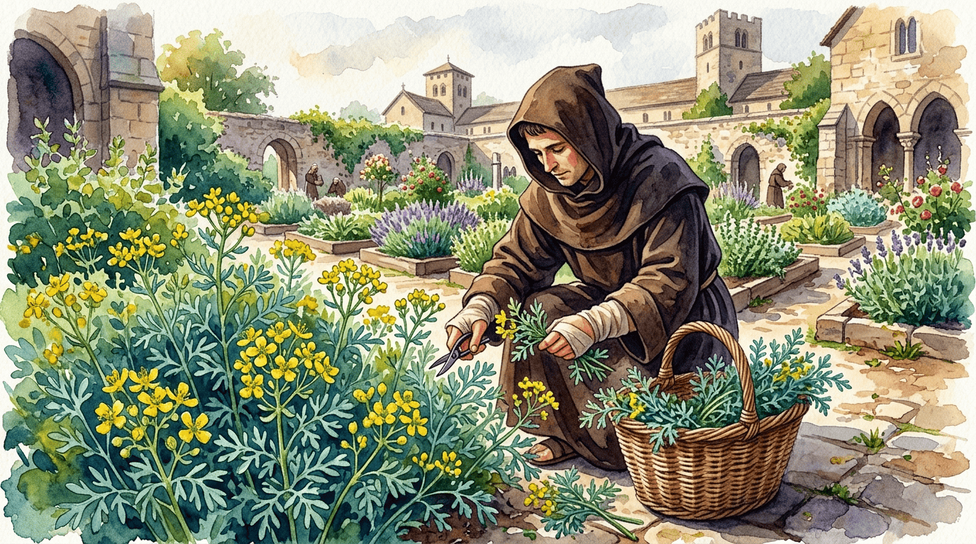 Scène historique illustrée pour Rue officinale