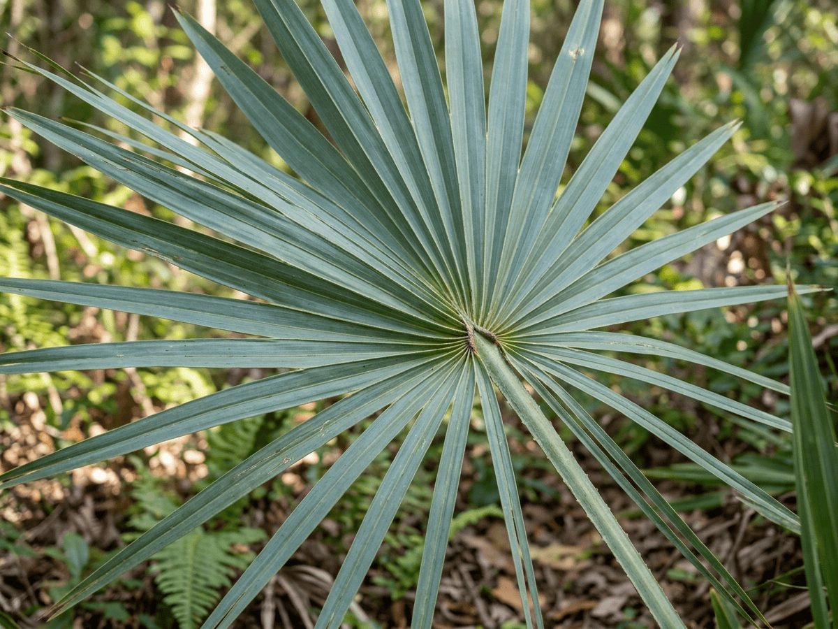 Zwergpalmetto — Nahaufnahme von Blättern und Blüten