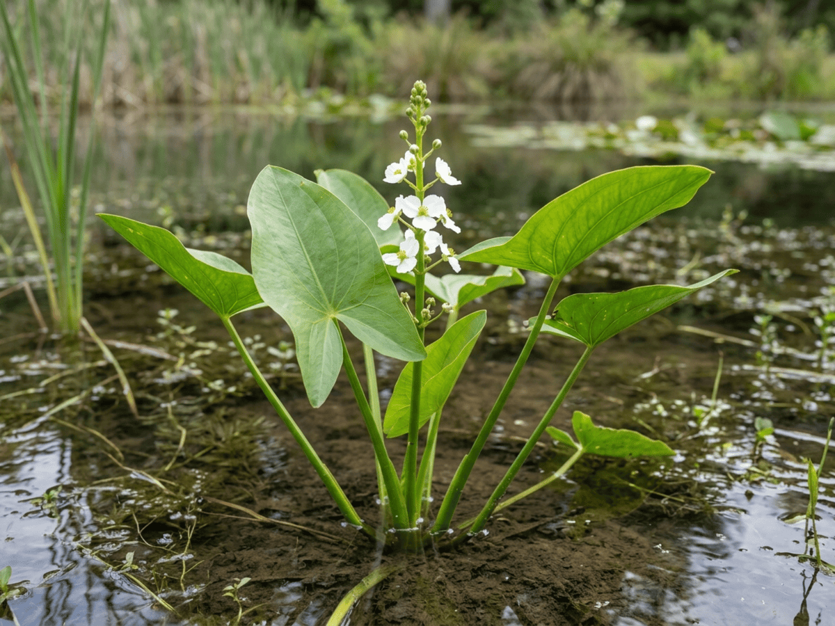 Sagittaire à larges feuilles (Sagittaria latifolia), plante entière