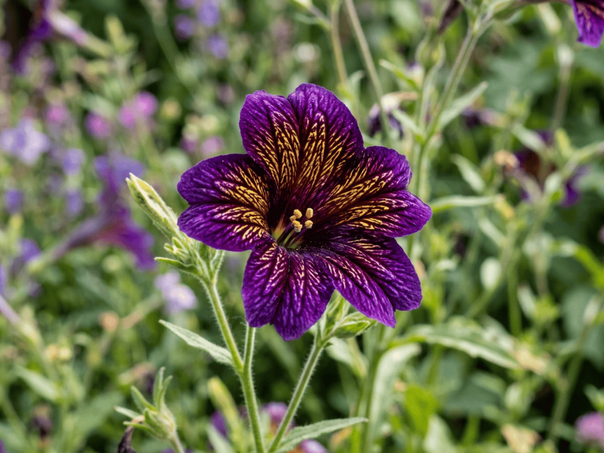 Salpiglossis — gros plan sur feuilles et fleurs