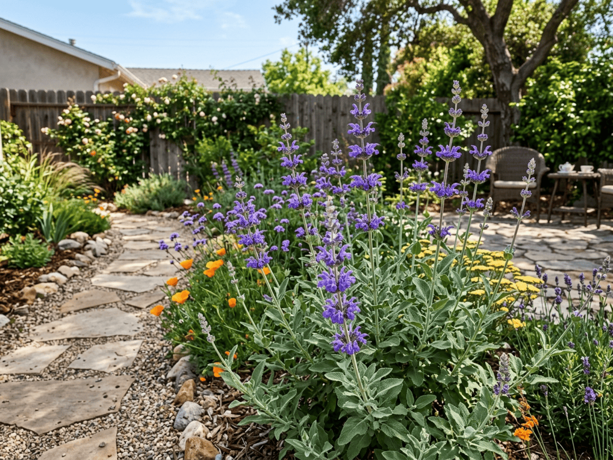 Cleveland Sage in a garden setting