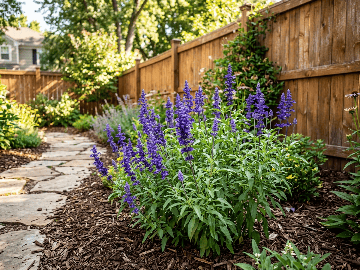 Mealy Blue Sage in a garden setting