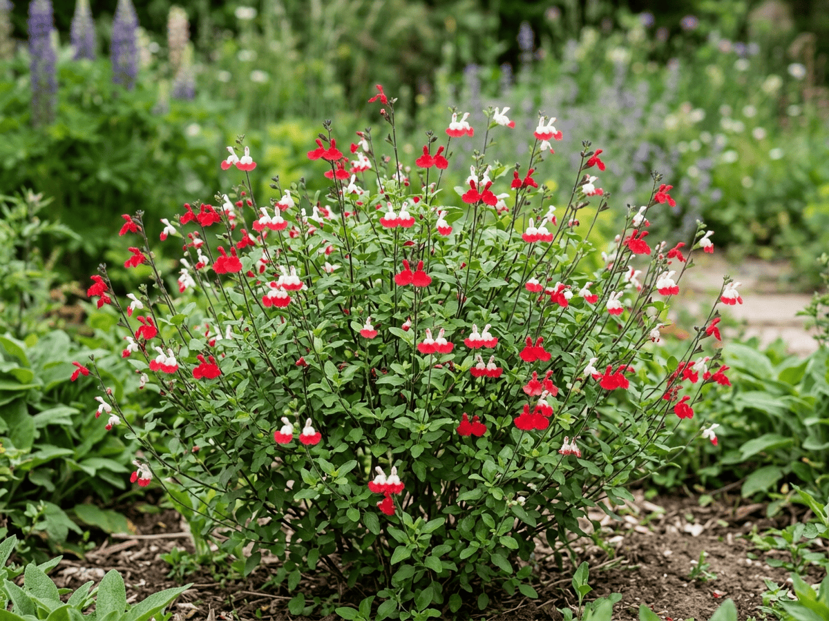 애기 세이지(Salvia microphylla) 전체 모습
