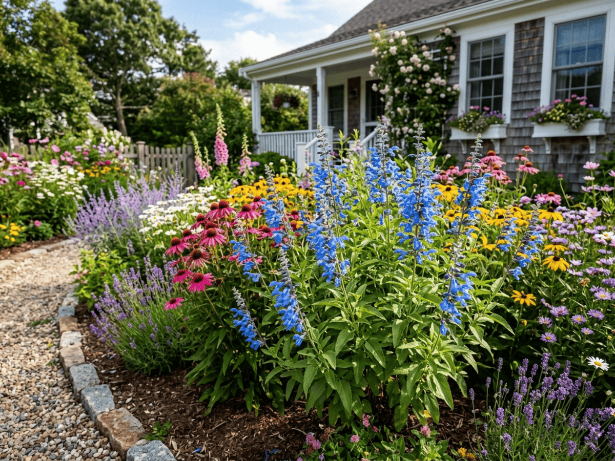 Salvia de genciana en un jardín