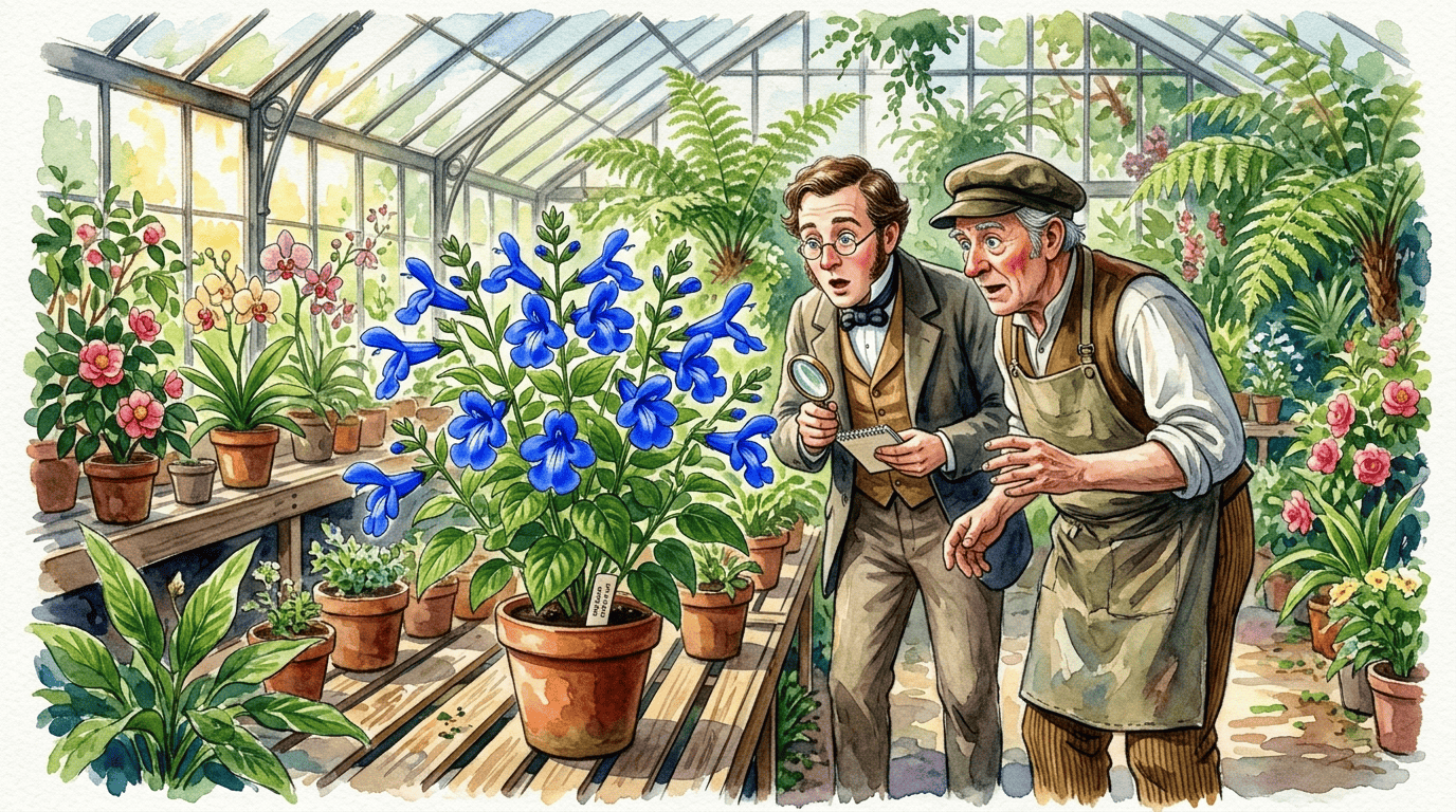 Escena histórica ilustrada de Salvia de genciana