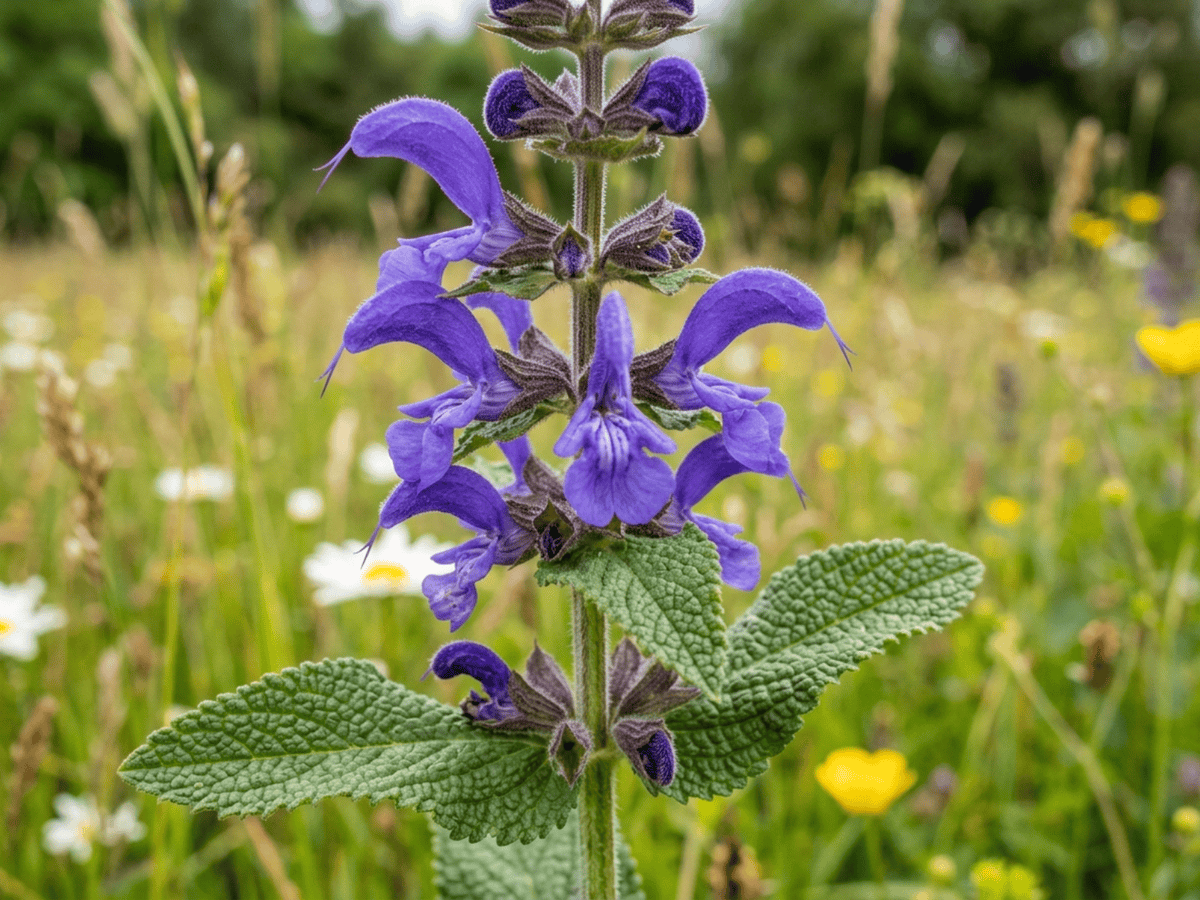 Meadow Sage — close-up of leaves and flowers
